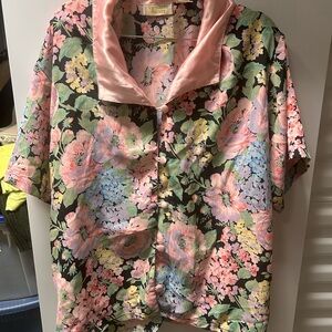 Victoria's Secret Floral Blouse with Pink Accents
